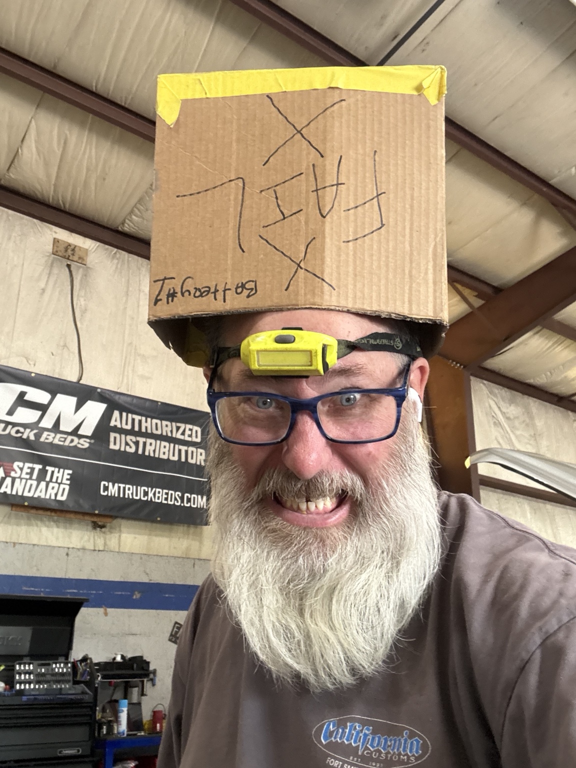 Kris having fun in the shop